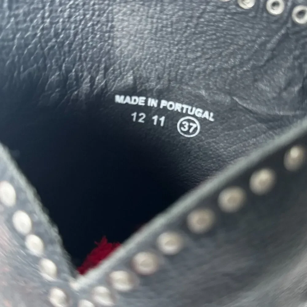 Free People Brown Leather Boots Womens EU 37  Tall Studded‎ Portugal Decorative - Picture 2 of 15